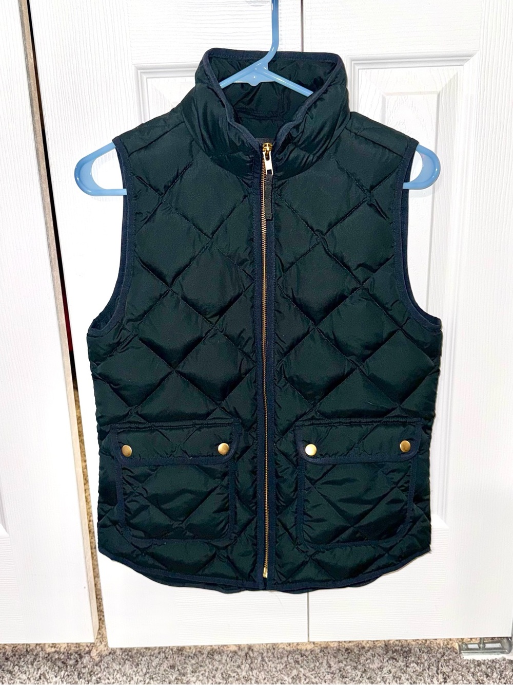 J. Crew Dark Green Down Quilted Puffer Vest